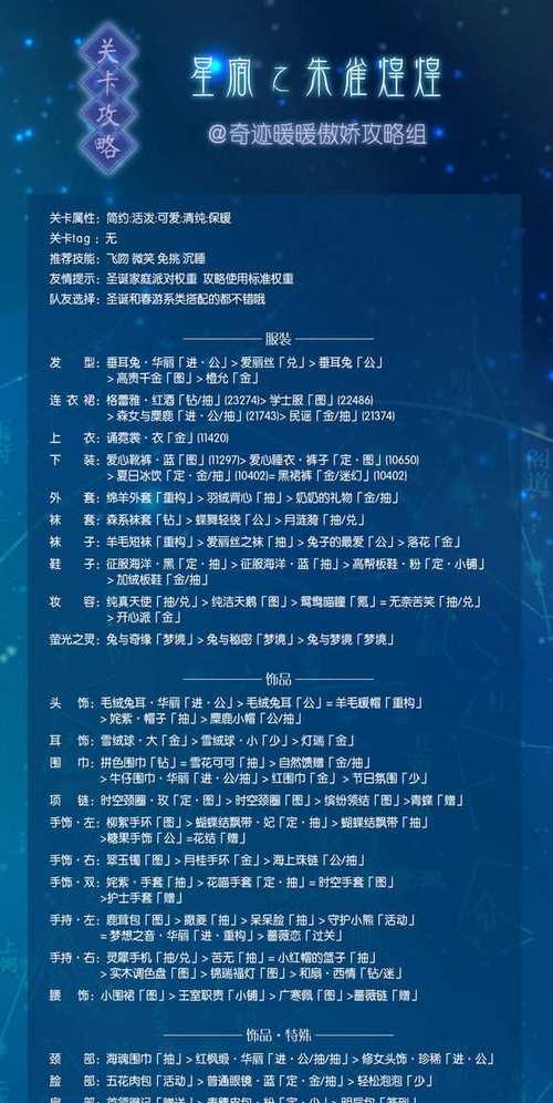 《奇迹暖暖》满天繁星之观星之夜平民S攻略（打造最佳星空造型）-第2张图片-西柚游戏